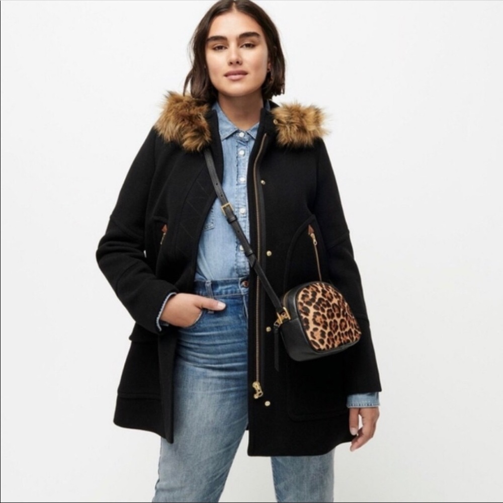 J Crew Chateau Parka Faux Fur Collar Wool Coat 8